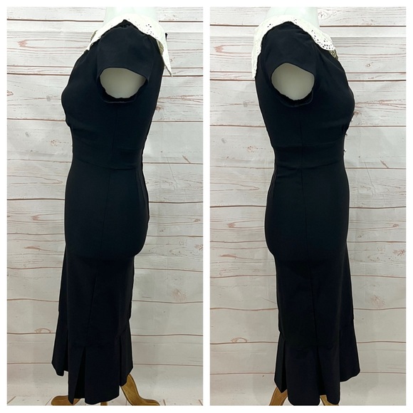 Stop Staring Dutchess Pearl Eyelet Lace Peter Pan Collar Retro Wiggle Dress - Picture 6 of 11